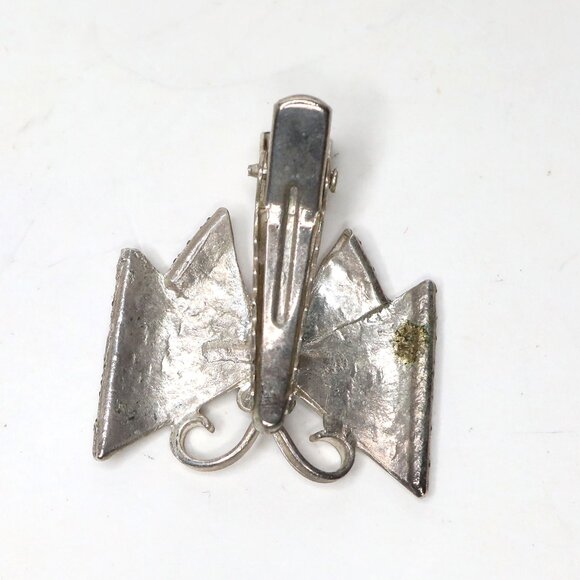 Mini Y2K Butterfly Alligator Clip Silver Tone Glitter Metallic Hair Accessory - Picture 5 of 9